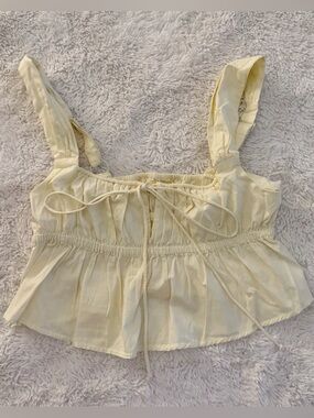 Urban Outfitters Yellow Crop Babydoll Peplum Top